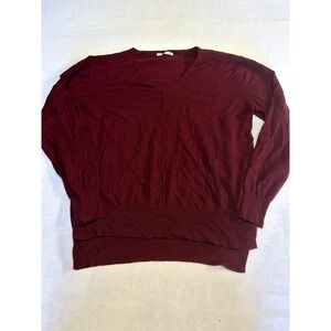 Untyhots Burgundy V-Neck Viscose Blend Sweater Size Medium